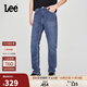 Lee25秋冬新品舒適中腰錐形五袋款中藍色男牛仔褲 中藍色 34