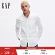 GAP男裝2025春季新款常規舒適長(cháng)袖襯衫基礎款休閑上衣美版619568 白色 S 美碼 M亞洲碼175/92A