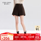 秋水伊人復古時(shí)尚高腰A字闊腿短褲冬季新款女百搭呢子休閑褲 咖啡色 L