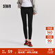 森馬（Semir）休閑褲女加絨九分鯊魚(yú)褲高彈2024冬季黑色修身小腳褲百搭 黑色90001 L 165/70A