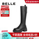百麗（Belle）美拉德風(fēng)騎士靴女商場(chǎng)同款高跟高筒靴A6Y1DDG3 黑色-單里 38 (240mm)