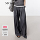 MO&Co.休閑褲含羊毛立體壓褶高腰百慕大闊腿褲挺括長(cháng)褲摩安珂 中花灰色 M 165