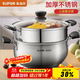 蘇泊爾（SUPOR）304不銹鋼蒸鍋真味鮮明蒸魚(yú)燃氣明火電磁爐通用鍋具蒸籠加厚湯鍋 小紅圈升級款 2層 24cm
