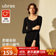 ubras倍暖鉆石領(lǐng)柔暖肌底衣套裝女秋冬秋衣褲保暖內(nèi)衣基礎(chǔ)打底衣 【倍暖套裝】黑色 L