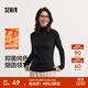 森馬（Semir）長(cháng)袖T恤女冬半高領(lǐng)發(fā)熱抑菌純色修身上衣顯瘦百搭氣質(zhì)打底衫 黑色90001 L