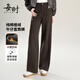 每時(shí)植絨牛仔褲女2026春季高腰遮肉顯瘦香蕉微喇闊腿褲女8368咖2X