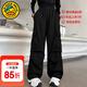 G.duck童裝女童褲子春秋季韓版休閑中大童工裝褲潮流寬松兒童直筒長(cháng)褲 黑色 160 (建議身高150cm 13-14歲)cm