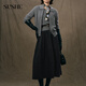 束皙SUSHE 變奏曲 赫本風(fēng) 重磅羊毛結構感半身裙松緊腰大擺傘裙女 深邃灰 L