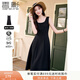 香影（xiangying）黑色吊帶連衣裙女2025春夏新款垂墜感氣質(zhì)收腰無(wú)袖雪紡小黑裙 黑色 M