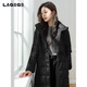 LAGOGO長(cháng)款高智老錢(qián)風(fēng)黑色系帶羽絨服拉谷谷2025冬新款OCYY43XE46 黑色 S