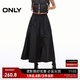ONLY2025秋季新款工裝風(fēng)純色抽繩高腰傘裙長裙半身裙女|125116002 H1Z 黑色 M