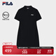 FILA 斐樂(lè )官方女子針織連衣裙2025秋新款時(shí)尚休閑修身V領(lǐng)短袖裙子 正黑色-BK M 165/84A/M