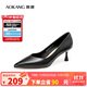 奧康（Aokang）官方女鞋 牛皮鞋女細跟職業(yè)工作鞋OL尖頭淺口單鞋升級高跟款39碼