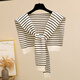 依啟碩坎肩女小披肩條紋韓版春夏冬季短款針織百搭時(shí)尚外搭毛線(xiàn)假領(lǐng)搭肩 白色細條紋 均碼80-100cm