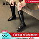 百麗（Belle）厚底增高騎士靴女時(shí)尚百搭長(cháng)筒靴B2160DG4預售 黑色 39 (245mm)