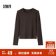 森馬（Semir）長(cháng)袖T恤女吸濕發(fā)熱抗菌緊身內搭2024圓領(lǐng)抓絨套頭衫109724101007