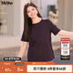 MsShe大碼女裝2025夏裝【天絲棉】高端顯瘦短袖正肩T恤女微胖妹妹 西梅紫色現貨 5XL