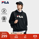 FILA 斐樂(lè )情侶款男女連帽衛衣2025冬季新款休閑寬松加絨保暖長(cháng)袖上衣 【常規款】正黑色-BK XL 180/100A/XL