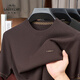 老爺車(chē)（LAOYECHE）高檔針織短袖T恤男秋冬季新款絹絲絨加厚保暖圓領(lǐng)針織打底衫內搭 FL2613棕色 XL 推薦135-155斤