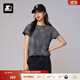 STARTER25春夏新款水洗漸變印花純色情侶同款圓領(lǐng)正肩短袖T恤 深灰色 （女款） M