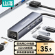 山澤USB2.0分線(xiàn)器轉網(wǎng)口擴展RJ45拓展塢網(wǎng)線(xiàn)接口轉接頭筆記本電腦臺式機以太網(wǎng)絡(luò )HUB網(wǎng)卡轉換器UWH14-J
