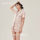 桑羅（SANGLUO）100%桑蠶絲真絲睡衣女休閑短袖套裝可外穿家居服禮物送女生 粉色 包邊撞色款 M
