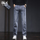 班尼路S&K系列新款秋冬季加絨牛仔褲男士美式潮牌直筒寬松休閑長(cháng)褲子 藍灰【常規】 33 建議130-140斤