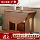 森能全實(shí)木折疊餐桌小戶(hù)型中古風(fēng)餐桌椅組合家用靠墻可折疊吃飯圓桌子 1米全實(shí)木折疊圓桌