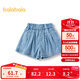 巴拉巴拉童裝兒童短褲女童牛仔褲2025夏季A字裙褲蝴蝶結抑菌208225110006