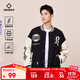 準者棒球服夾克外套男裝2025秋冬新款美式復古PU皮袖休閑寬松運動(dòng)開(kāi)衫 902純正黑 2025新款 3XL