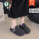 啄木鳥(niǎo)厚底加絨勃肯鞋女25年冬季新款外穿包頭半拖鞋百搭孕婦毛毛棉拖鞋 灰色 37 (235mm)
