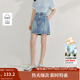 茵曼（INMAN）【商場(chǎng)同款】牛仔短裙2025夏季女裝新款純棉顯瘦a字裙子 淺牛仔 L