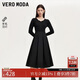 VEROMODA 連衣裙2024早秋新款針織拼接百褶連衣裙赫本小黑裙324346030