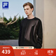 FILA 斐樂(lè )官方男子針織長(cháng)袖上衣2025冬季新款健身運動(dòng)簡(jiǎn)約寬松長(cháng)T衛衣 深黑-BK L 175/96A/L