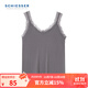 舒雅（Schiesser）女士厚款V領(lǐng)雙面磨毛親膚柔軟吊帶蕾絲花邊保暖內衣背心E0/23926V 灰紫 M 【55-60公斤】