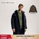TOMMY HILFIGER【三合一】秋冬男裝中長(cháng)合身連帽派克服保暖棉服夾克外套 藏青色/軍綠色DW5 M