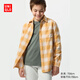 優(yōu)衣庫童裝男童女童法蘭絨格子襯衫長(cháng)袖襯衣薄外套上衣新款478132 42 淺黃色 160