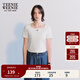 Teenie Weenie【送項鏈】小熊女夏季方領(lǐng)氣質(zhì)時(shí)髦針織短袖正肩T恤 白色 S (160)
