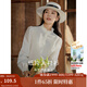 茵曼（INMAN）2025春秋女裝新款法式立領(lǐng)荷葉邊泡泡袖襯衫襯衣 米白色-18438542 L