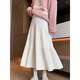 妙奕嘉針織半身裙秋冬季2025新款百褶裙白色裙子冬裙a字裙長(cháng)裙小個(gè)子 軟糯百褶針織A字半身裙 均碼