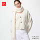 優(yōu)衣庫女裝舒芙蕾針織短開(kāi)衫/外套空調衫通勤25秋冬新款478339 01 乳白色 M /160/84A