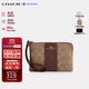 蔻馳（COACH）【品牌直供】女士手拿包拉鏈腕包 棕色CW854 生日禮物送女友