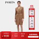 PORTS寶姿女裝秋季新款修身通勤雙排扣連衣裙ALD9D028NWF 駝色 M (6)