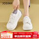 卓詩(shī)尼圓頭厚底增高小白鞋秋時(shí)尚舒適珍珠系帶運動(dòng)休閑板鞋 米白色 37 