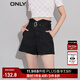 ONLY設計感腰帶高腰百搭A字短褲牛仔褲女|123243007 J19 黑牛仔BLACK DENIM XS (155) 60A
