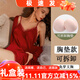 貓惑純欲風(fēng)帶胸墊冰絲睡衣女士吊帶仿真絲性感情趣睡裙裙子家居服套裝 酒紅色【帶胸墊】【睡裙+睡袍】 L 【適合95-115斤】