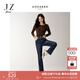 玖姿·安娜蔻【隨心彈】?jì)?yōu)雅復古加絨九分牛仔煙管褲女2025冬季新款 深藍 M