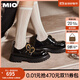 MIO【楊超越同款】米奧春季新款女厚底松糕鞋亮面樂(lè )福鞋單鞋 黑色 36