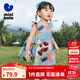 迷你巴拉女童寶寶裙子夏季透氣純棉荷葉邊小飛袖連衣裙 咖色調00355 90