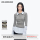 ANN ANDELMAN【明星同款】秋季新款拼接襯衫假兩件針織衫女長(cháng)袖 灰色 M